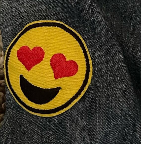 JOE FRESH WOMENS DENIM BUTTON DOWN SHIRT TOP  M PATCHES RETRO CASUAL HIPPEE‎ - Picture 3 of 12